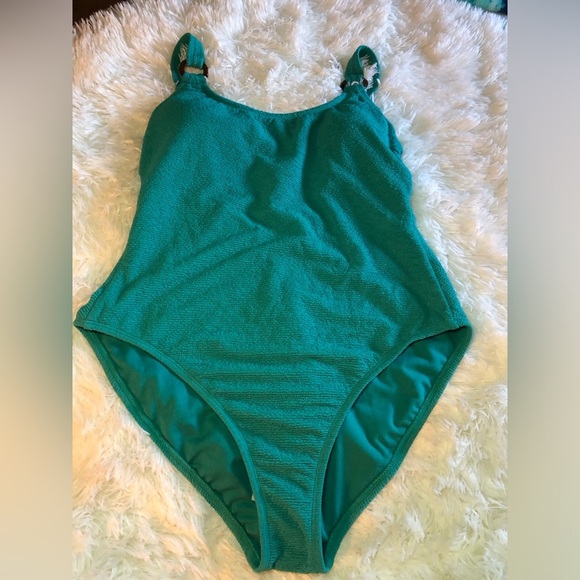 Shade & Shore Turquoise Textured Swimsuit - Picture 2 of 11